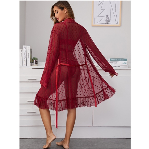 3 Piece Burgundy Lingerie Set - Picture 3 of 10